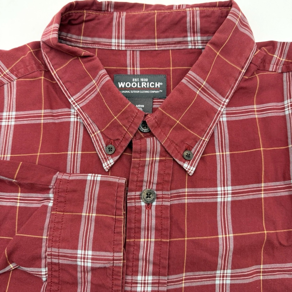 Woolrich‎ Men's Long Sleeve Red Striped Button Down Camping Hiking Outdoor 2XL